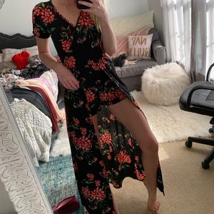 Floral Romper with long skirt